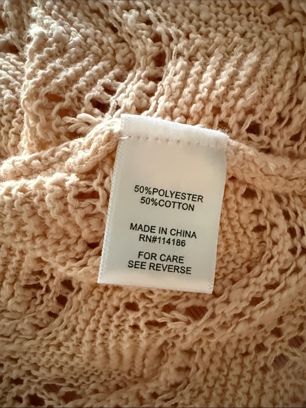 Women’s Open Knit Tie-Front Sweater Cardigan - Light Pink - Picture 8 of 8